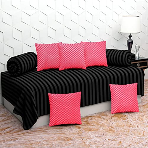BELVOSTUM Diwan Set | Diwan Bedsheet Set of 8 Pieces | 1 Single Bedsheet, 2 Bolster Cover, 5 Cushion Covers | 100% Microfiber Diwan Set for Living Room Dining Hall - Image 1