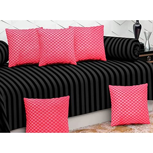 BELVOSTUM Diwan Set | Diwan Bedsheet Set of 8 Pieces | 1 Single Bedsheet, 2 Bolster Cover, 5 Cushion Covers | 100% Microfiber Diwan Set for Living Room Dining Hall - Image 2