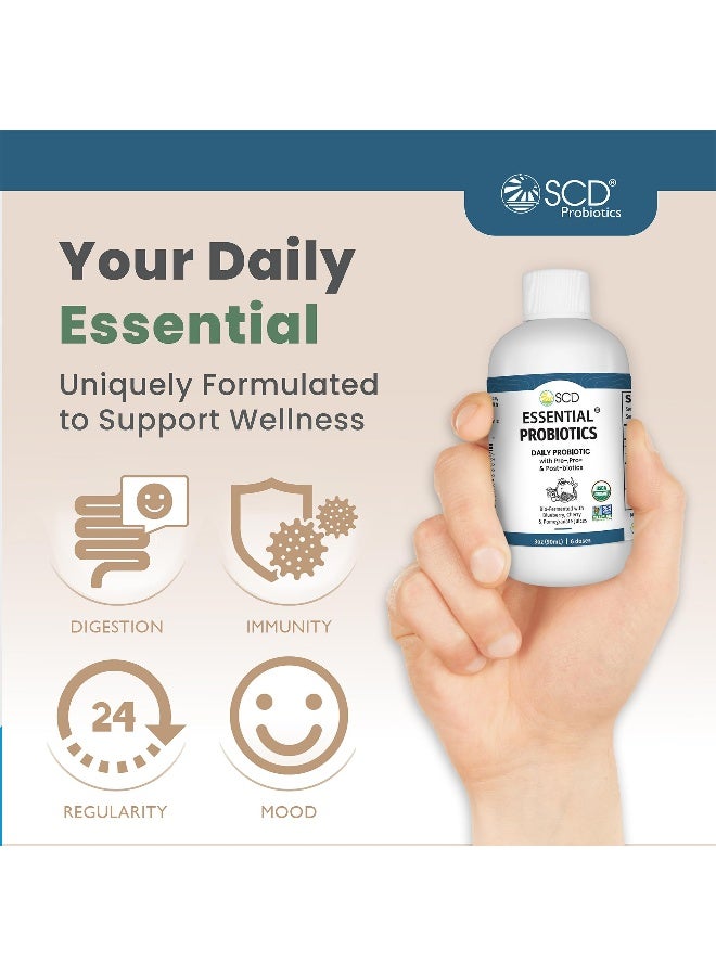 SCD Essential Probiotics for Women, Men, Kids and Toddlers, Travel Probiotic for Digestion and Immunity, Gut Health Liquid Probiotic Supplement with 11 Live Strains – 3 fl oz - Image 2