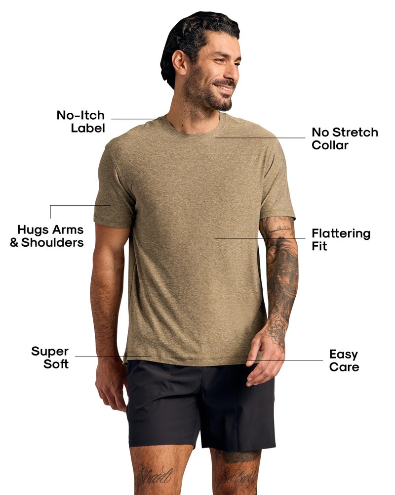 True Classic Workout Shirts for Men â€“ Mens Shirts & Muscle Shirt for Men, Gym Shirt, Mens Tank Top and Athletic Base Layer, Quick-Dry Workout Tee, Pack of 1, Heather Military Green, 3XL - Image 2