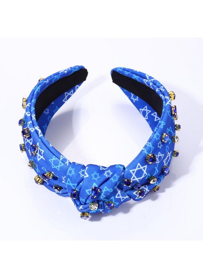 Boderier Hanukkah Headband Dreidl Menorah Star Of David Headband Crystal Jeweled Knotted Headband Hanukkah Lights Festive Holiday Accessories Gifts Stars  - Image 3