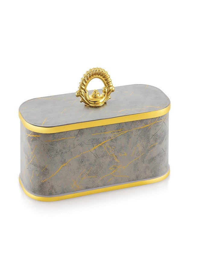 Nabhya Premium Marble Finish 3-Compartment Dry Fruit Container with Elegant Golden Handle – Luxury Storage & Serving Box for Dry Fruits, Nuts, and Snacks (Grey) - Image 3