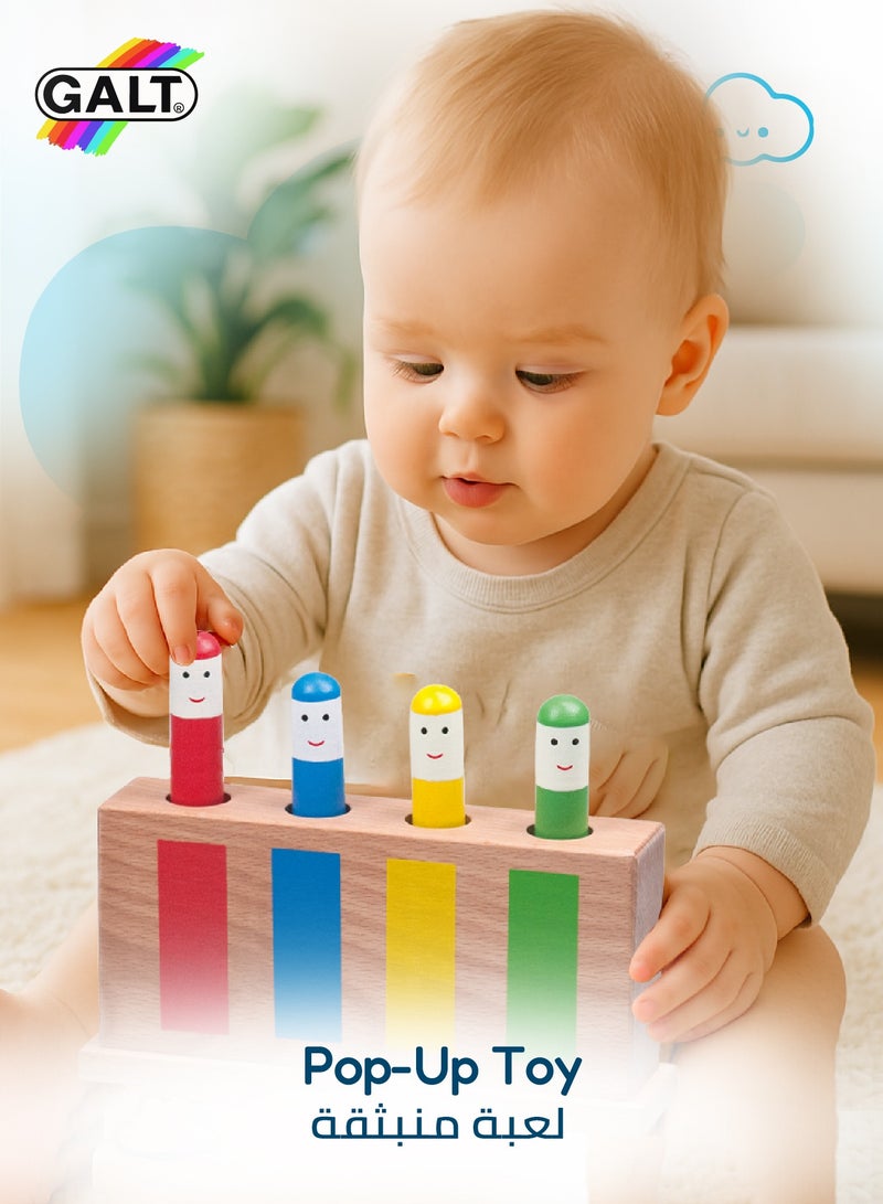 Galt Toys Colorful Pop-Up Wooden Toy | Enhances Motor Skills & Color Recognition | Fun Educational Toy | Improves Hand-Eye Coordination | Safe & Durable | 12 months+ | 25 x 8.5 x 15.5 cm - Image 2