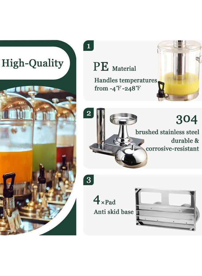 موزع مشروبات، موزعات مشروبات للحفلات، موزع مشروبات ساخنة وباردة سعة 16 لترًا مع حاوية ثلج وصواني تنقيط من الفولاذ المقاوم للصدأ للحفلات، بوفيه تقديم المشروبات الباردة والبيرة - Image 5