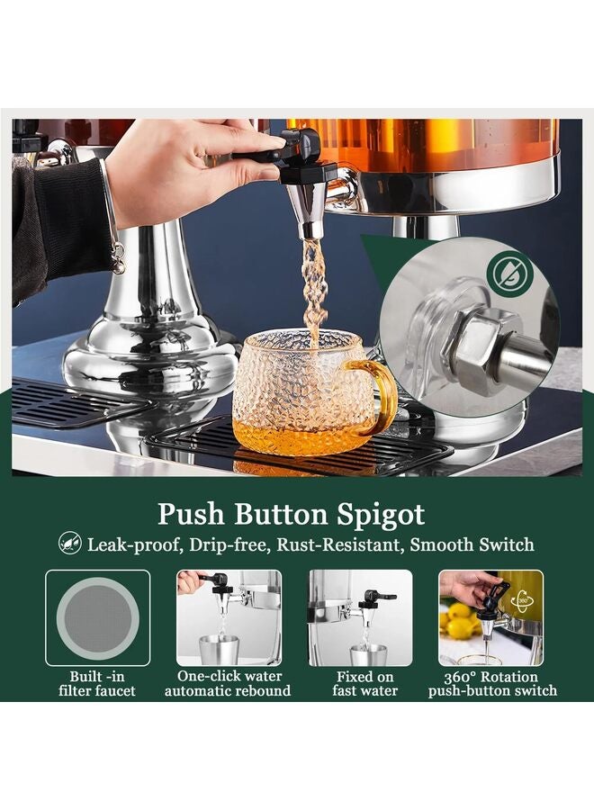 موزع مشروبات، موزعات مشروبات للحفلات، موزع مشروبات ساخنة وباردة سعة 16 لترًا مع حاوية ثلج وصواني تنقيط من الفولاذ المقاوم للصدأ للحفلات، بوفيه تقديم المشروبات الباردة والبيرة - Image 2