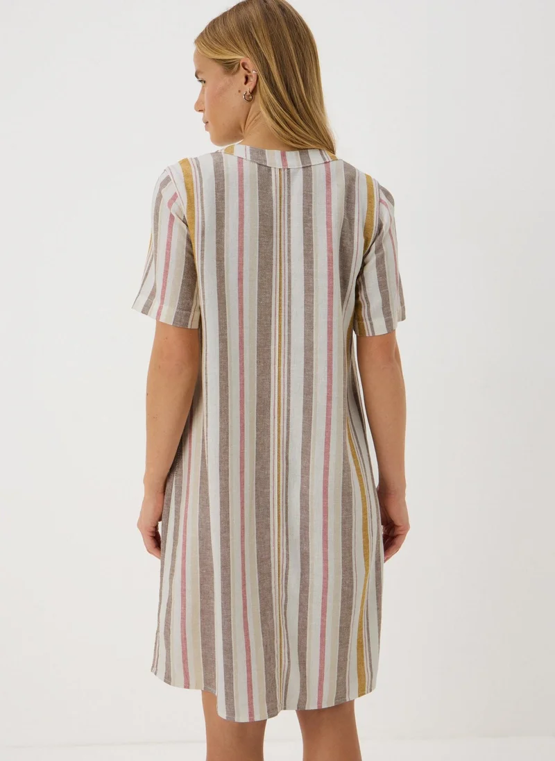 Matalan Stripe Linen Blend Shift Mini Dress