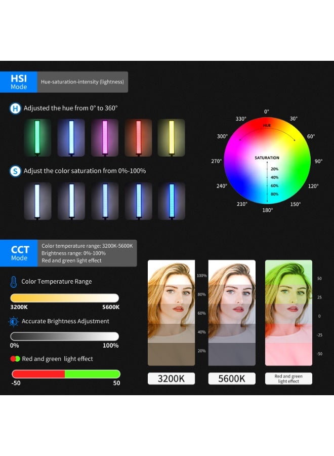 XiuWoo 1-Pack RGB LED Light Stick Kit, 21W Dimmable 3200K~5600K  Handheld Light with Remote Control,360° Full Color,CRI 95 With Adjustable Height Stand,for Studio Photography - Image 4