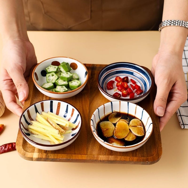 P Plus Fire Ceramic Dipping Bowls - Small Serving Bowls for Side Dishes, Condiment, Sushi, Appetizer, Seasoning - Decorative Plate Set for Serving - Dishwasher & Microwave Safe (Type-B, Set of 12) - Image 3