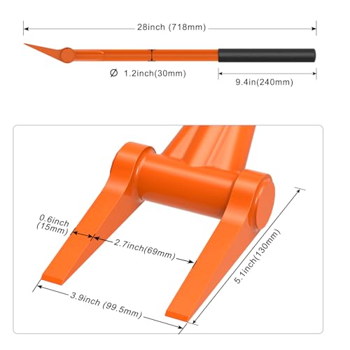 Insaga Demolition Tools - 2mm Steel Straight Handle Wrecking Bar for Wood Floors & Drywall Removal - Demo Deck Board Removal Tool for Contractors, Restoration, 28'' Rounded Handle for Tight Spaces - Image 5