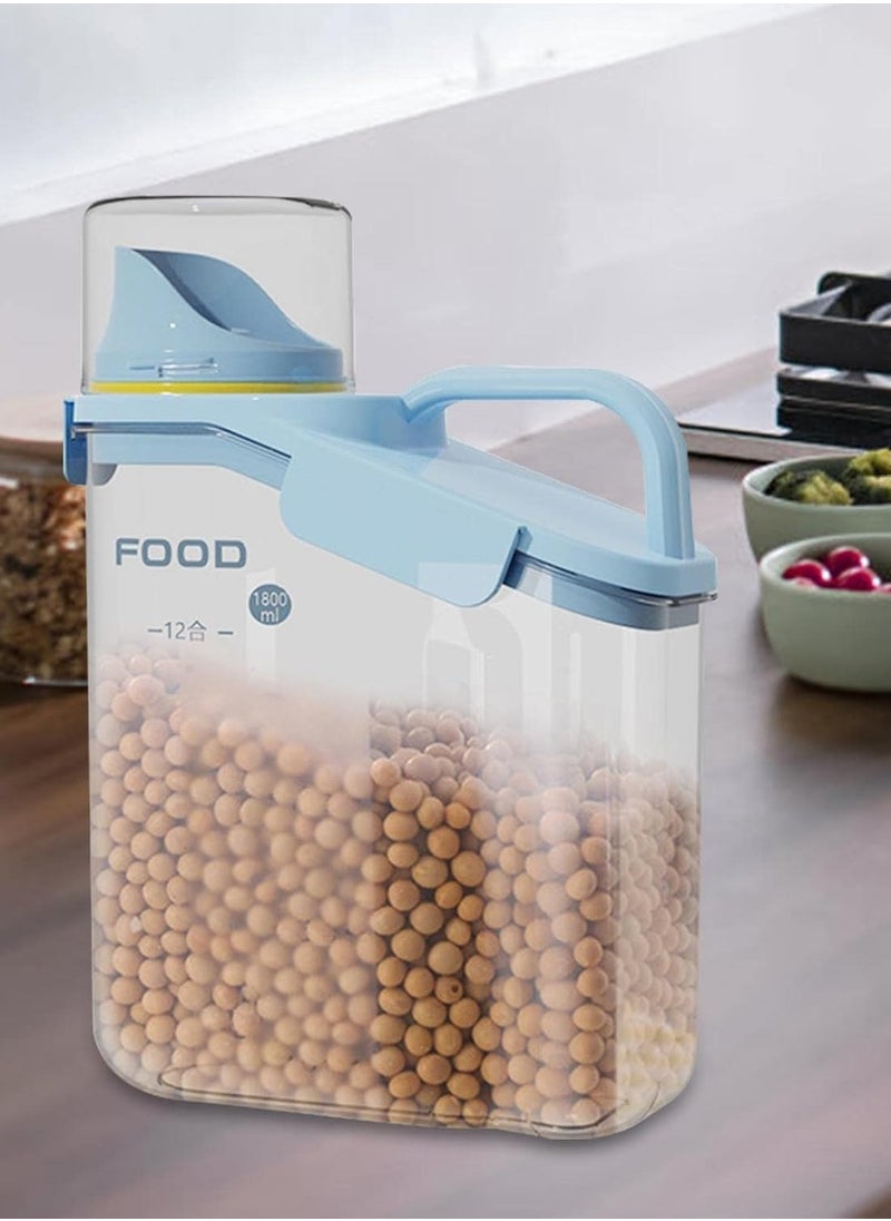 Raxoom Cereal Storage Containers, 2L Dry Rice Holder, Food Dispenser with Measuring Cup, BPA Free Clear Plastic Kitchen Organization Bin (1800ML),White  - Image 3