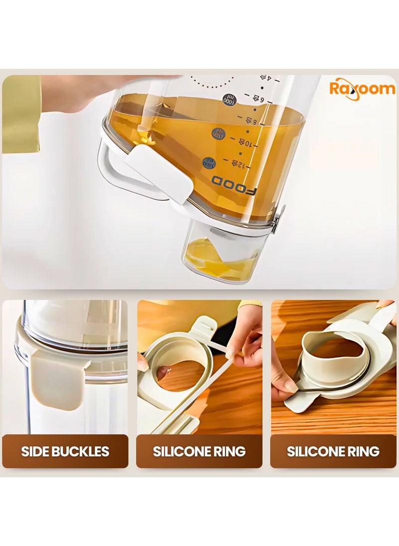 Raxoom Cereal Storage Containers, 2L Dry Rice Holder, Food Dispenser with Measuring Cup, BPA Free Clear Plastic Kitchen Organization Bin (1800ML),White  - Image 2