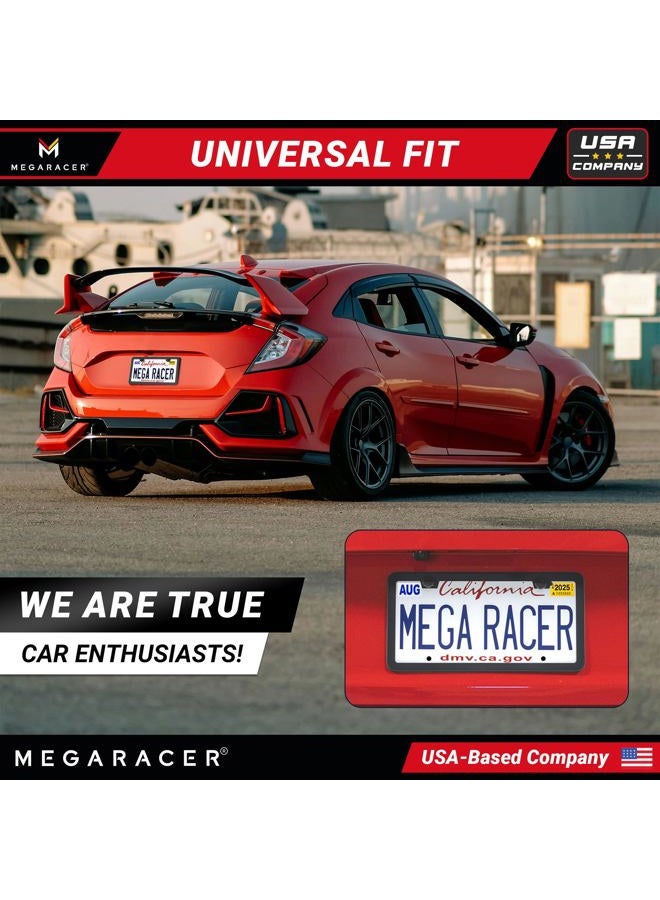 Mega Racer ® Thin Matte Black License Plate Frame Metal | Compatible with BMW Tesla Mercedes Porsche Audi Lexus | Car Licence Plate Holder | Porta Placas para Auto All Car Tag Frame Screw Cap | 1 Pack - Image 3
