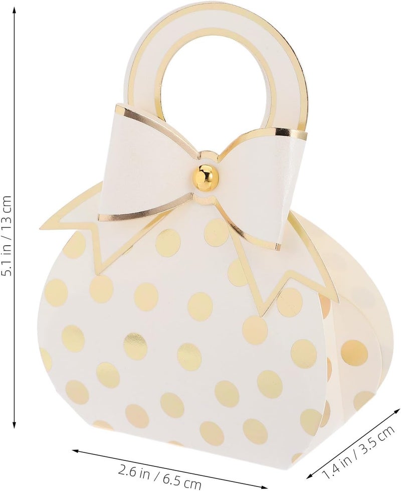 TOPPERFUN Creative White Handbag Candy Boxes with Gold Foil Bow, 50pcs Party Favor Boxes for Weddings, Birthdays, and Holiday Treat Packaging - Image 2