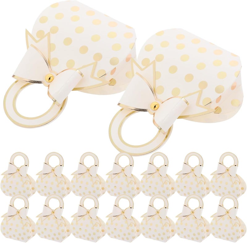 TOPPERFUN Creative White Handbag Candy Boxes with Gold Foil Bow, 50pcs Party Favor Boxes for Weddings, Birthdays, and Holiday Treat Packaging - Image 1