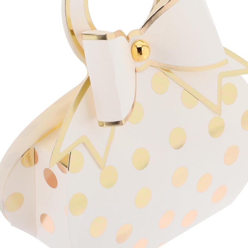 TOPPERFUN Creative White Handbag Candy Boxes with Gold Foil Bow, 50pcs Party Favor Boxes for Weddings, Birthdays, and Holiday Treat Packaging - Image 3
