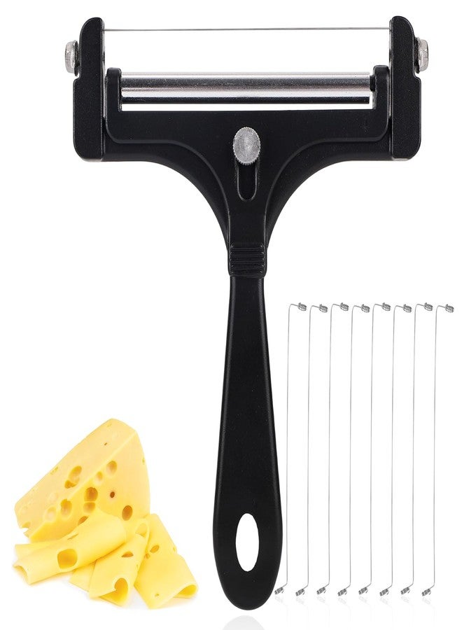 lasuroa Cheese Cutter, Stainless Steel Cheese Slicer with 8pcs Extra Wires Adjustable Handheld Butter Block Cutter (Black) - Image 1