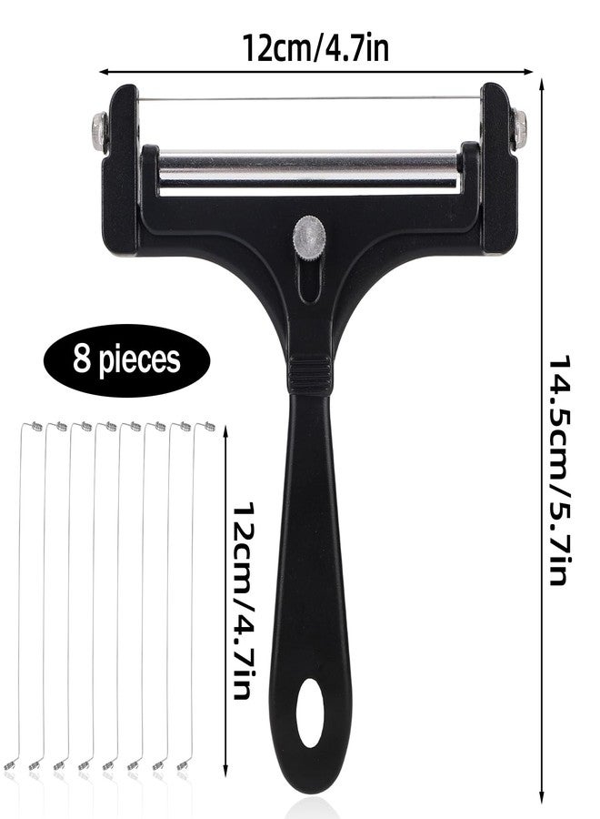 lasuroa Cheese Cutter, Stainless Steel Cheese Slicer with 8pcs Extra Wires Adjustable Handheld Butter Block Cutter (Black) - Image 2