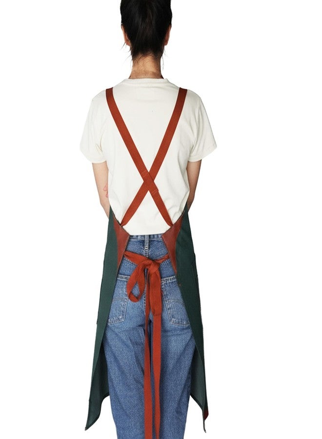 RUSTIQUE LINENS Work Apron - Stylish Cotton Apron with Rip Stop Weave, Waterproof & Breathable Membrane, Durable Tear Resistant, Chef, Kitchen, BBQ, Workshop & Gardening Apron-Forest Green - Image 4