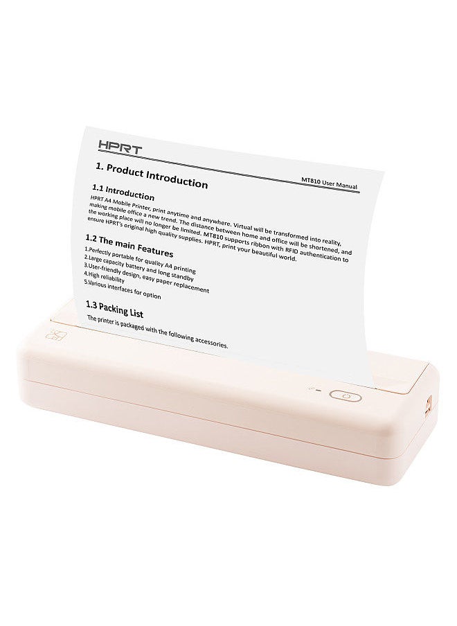 HPRT - طابعة ورق محمولة MT810 A4 للطباعة الحرارية مع اتصال BT لاسلكي متوافق مع أنظمة iOS وAndroid تدعم طابعة الصور المحمولة 210 مم/110 مم مع لفة ورق ThermaL A4 واحدة - Image 1