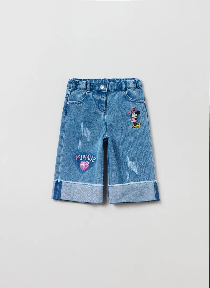 او في اس Wide-leg jeans with Minnie Mouse embroidery