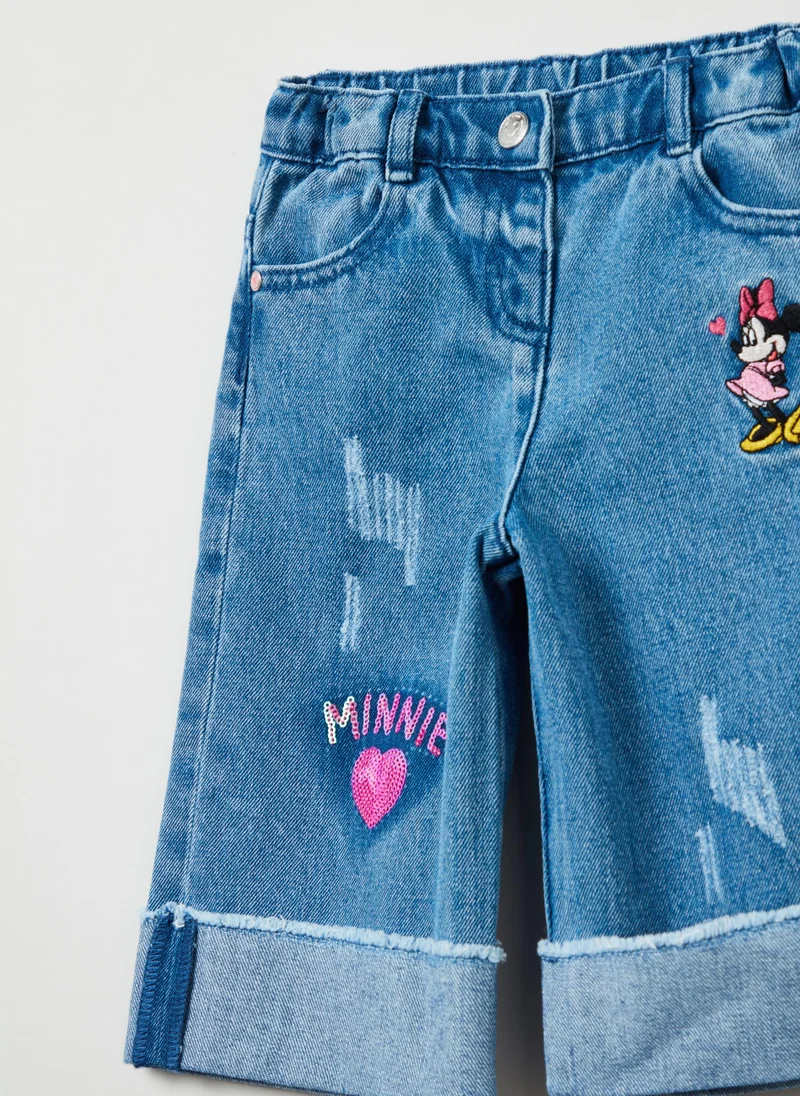 او في اس Wide-leg jeans with Minnie Mouse embroidery