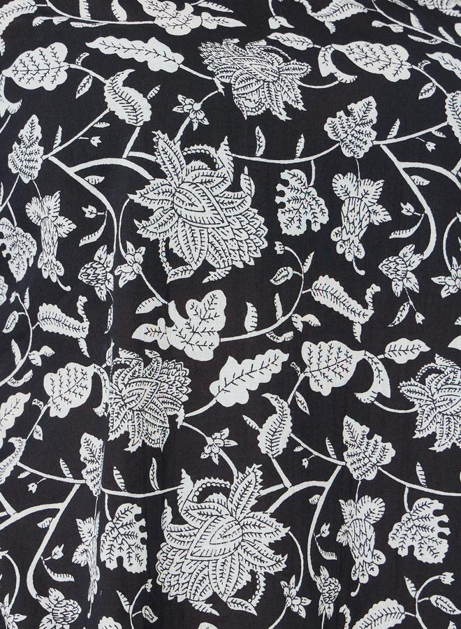 Amirah Black Floral Print A-Line Jalabiya - Image 5