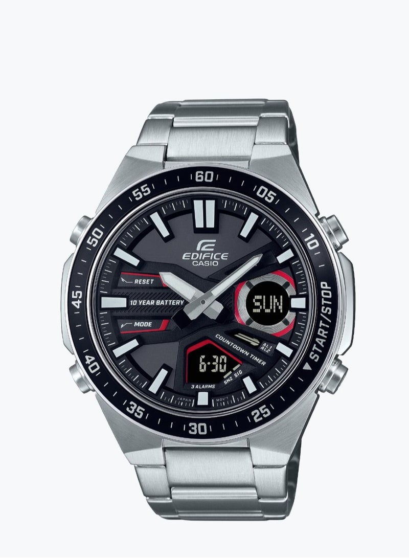 Casio Edifice Men's Watch - EFV-C110D-1A4VDF Black Dial, Silver Band - Image 1