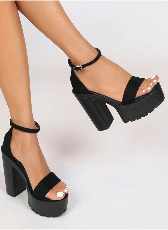 سنيك ايه بيك Ankle Strap Platform Heel Sandals with Buckle Closure