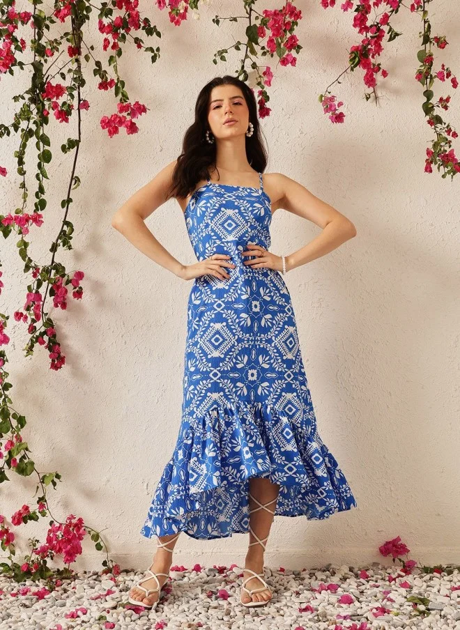 STREET 9 Floral Print Crepe A-Line Midi Dress for Women