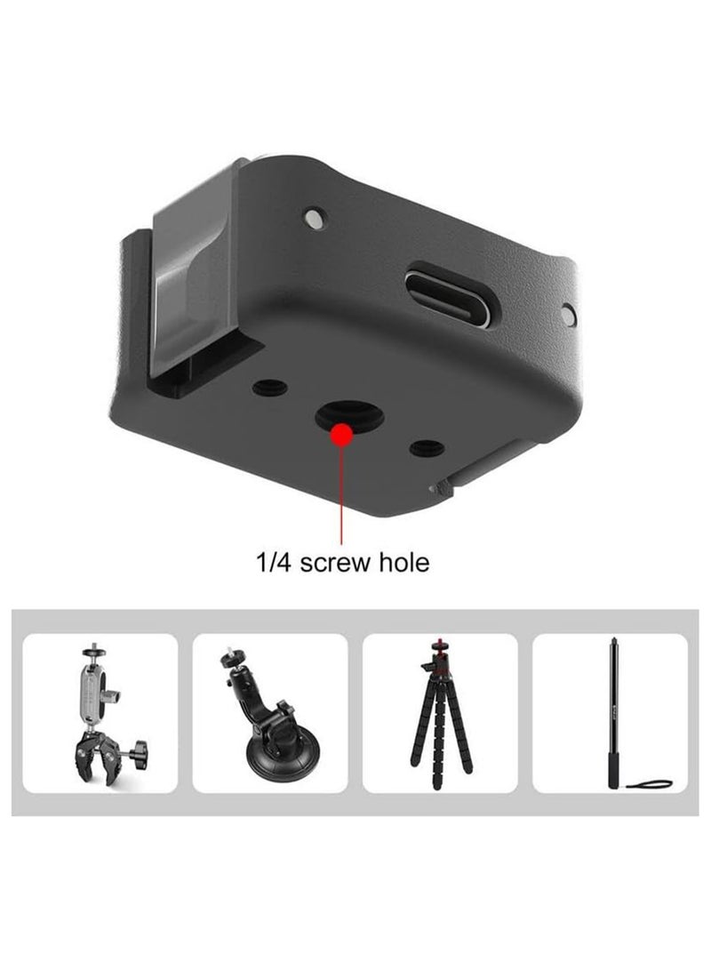 KASTWAVE لقاعدة محول شحن OSMO Pocket 3، دعامة قاعدة تثبيت من سبائك الألومنيوم، لـ DJI Pocket 3، فتحة ملولبة 1/4 بوصة في الأسفل وموصل Gopro للتوصيل بالحامل الثلاثي، عصا السيلفي، إلخ. - Image 5