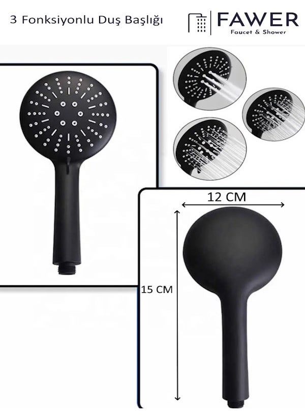 FAWER Faucet & Shower Black 3-Function Hand Shower Shower Head - 408B3  - Image 1