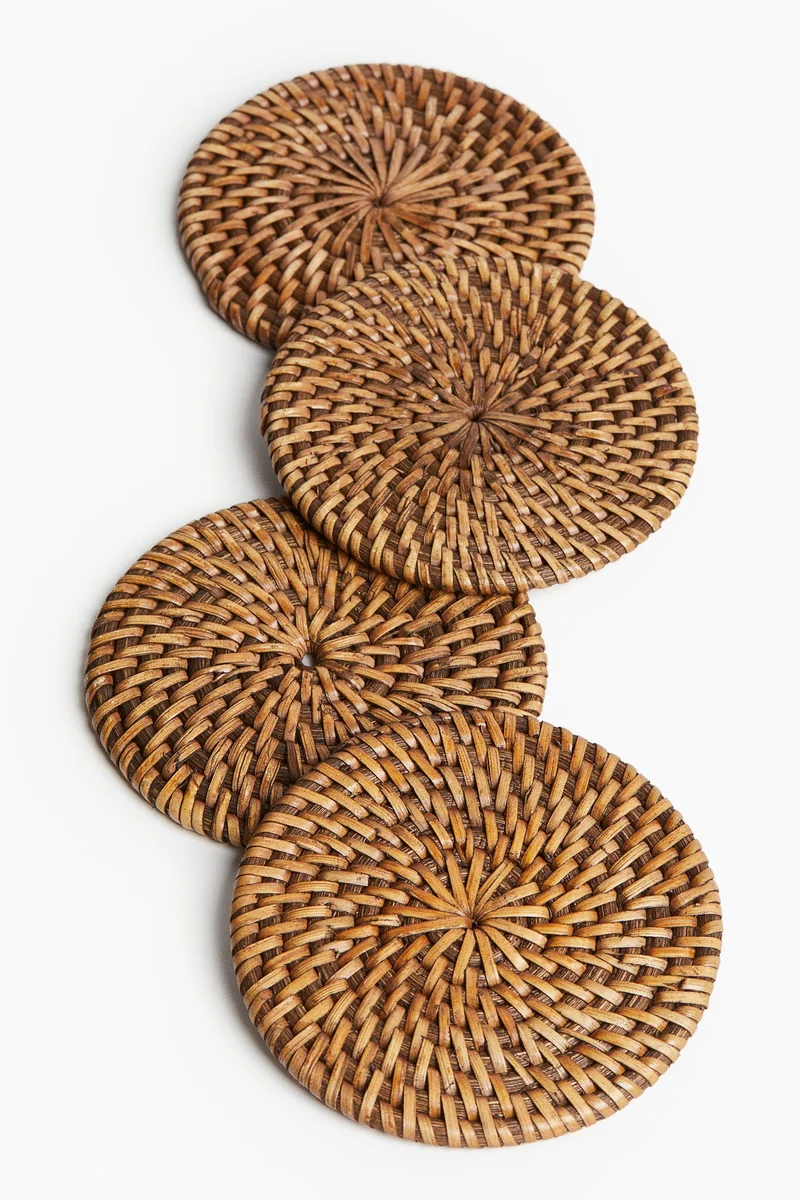 H&M 4-pack rattan coasters