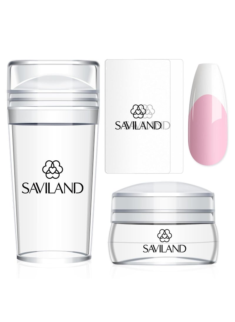 Saviland Saviland French Tip Nail Stamp  4PCS Nail Art Stamper Kit Clear Silicone Nail Stamping Long  Short Jelly Stamper for Nails with Scrapers Nail Stamper Kit for French Manicure Home DIY Nail Art Salon 
