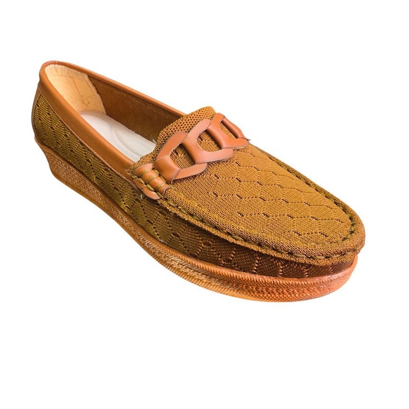 Karisma Wedge Crochet Fabric Closed Shoe With A Chain Lazercut Design - Image 1