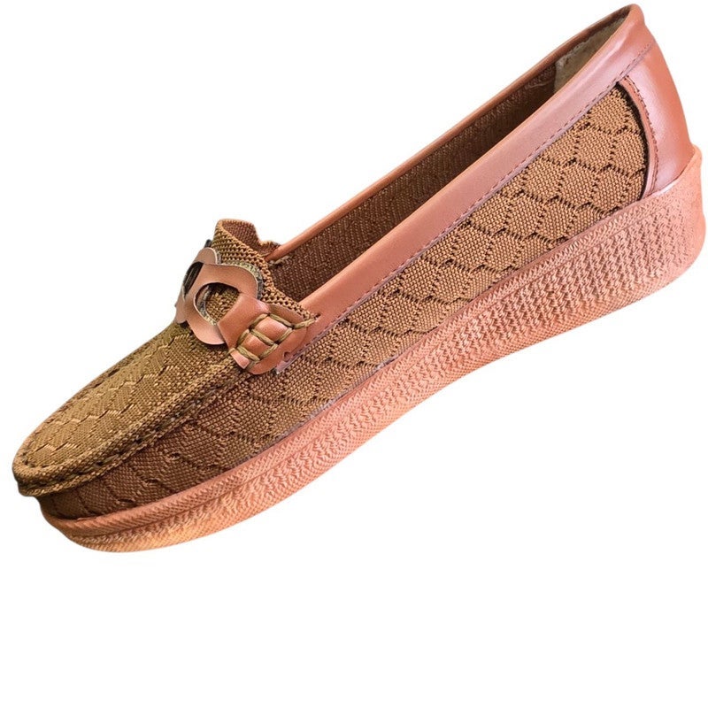Karisma Wedge Crochet Fabric Closed Shoe With A Chain Lazercut Design - Image 2