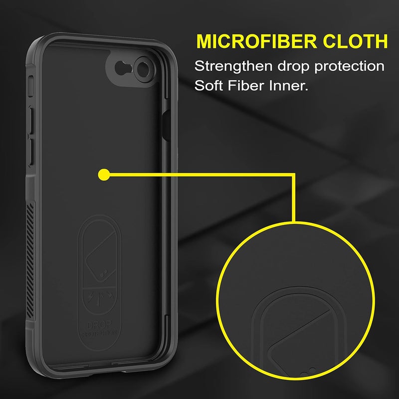 ZAPCASE غطاء خلفي لجهاز آيفون 7/8 / SE 2020 | متوافق مع غطاء آيفون 7/8 / SE 2020 الخلفي | غطاء سحري من السيليكون السائل مع حماية الكاميرا | أسود - Image 4