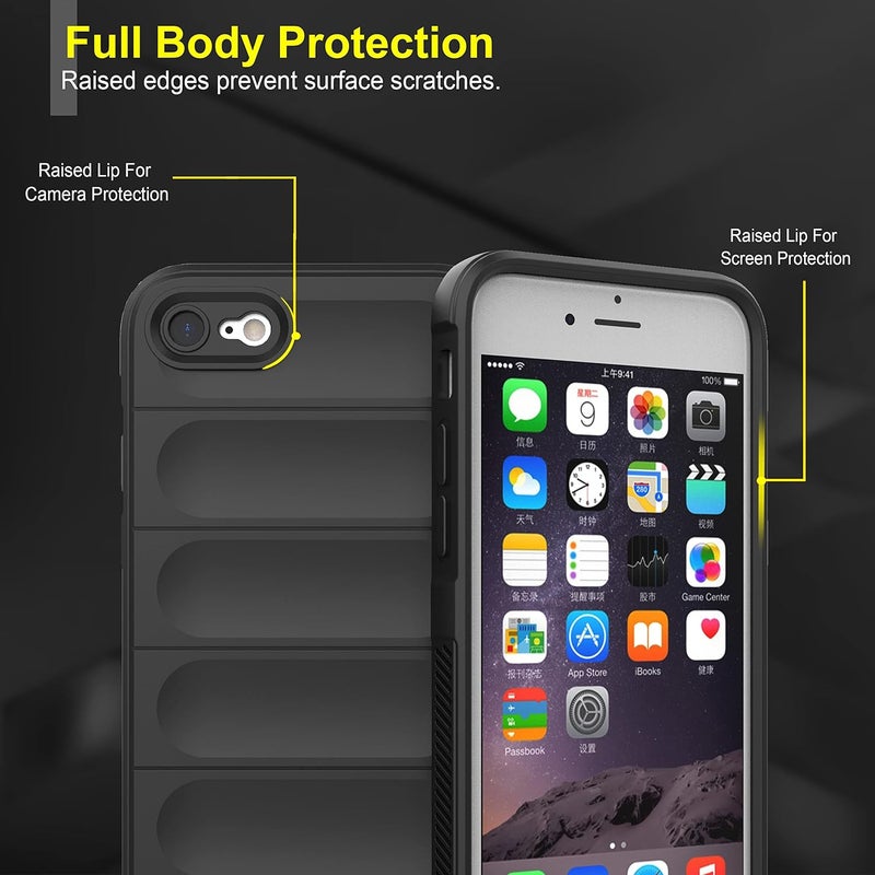 ZAPCASE غطاء خلفي لجهاز آيفون 7/8 / SE 2020 | متوافق مع غطاء آيفون 7/8 / SE 2020 الخلفي | غطاء سحري من السيليكون السائل مع حماية الكاميرا | أسود - Image 3