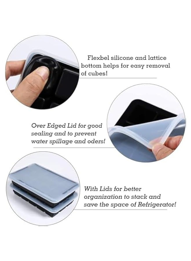 بيوينتي صينية مكعبات ثلج 15 شبكة، صينية مكعبات ثلج من السيليكون، قوالب مكعبات ثلج مربعة قابلة لاعادة الاستخدام للمياه والعصير والمشروبات والجيلي، قوالب مرنة وسهلة الفك، قطعة واحدة (ازرق) - Image 4