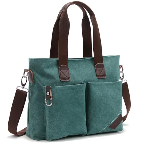 ToLFE Women Top Handle Satchel Handbags Tote Purse Shoulder Bag (Large: (L) 14.57" x(W) 6.3" x(H) 12.2", Green-(large)) - Image 1