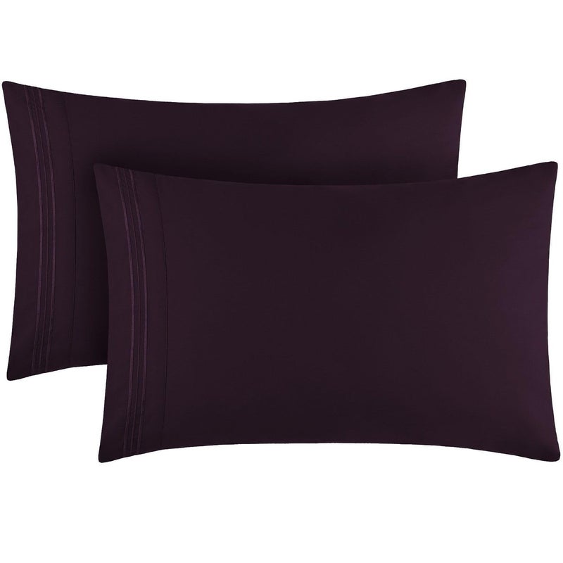 Mellanni Pillow Cases  Luxury Extra Soft Cooling Pillow Covers  2 PC Iconic Collection Pillowcases  Envelope Closure King 20 x 40 Purple - Image 1