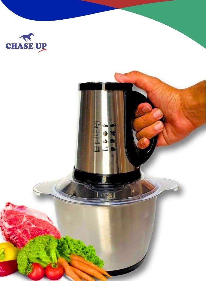 Chase Up Electric Grinder Mincer 3L 800 Watt high power meat grinder 3 speed levels, 4 sharp blades for Nuts, fruits, meat & vegetables, - Image 1