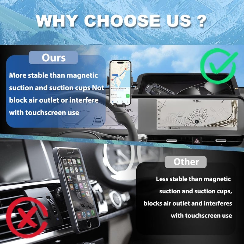 FETUSI Car Phone Holder Compatible with Hyundai Ioniq 5 2022-2025 Accessories 12.3-Inch Screen Fixed Clip, Cell Phone Mount with Dash Tray Center Console Organizer Hands-Free 360Â° Rotation - Image 3