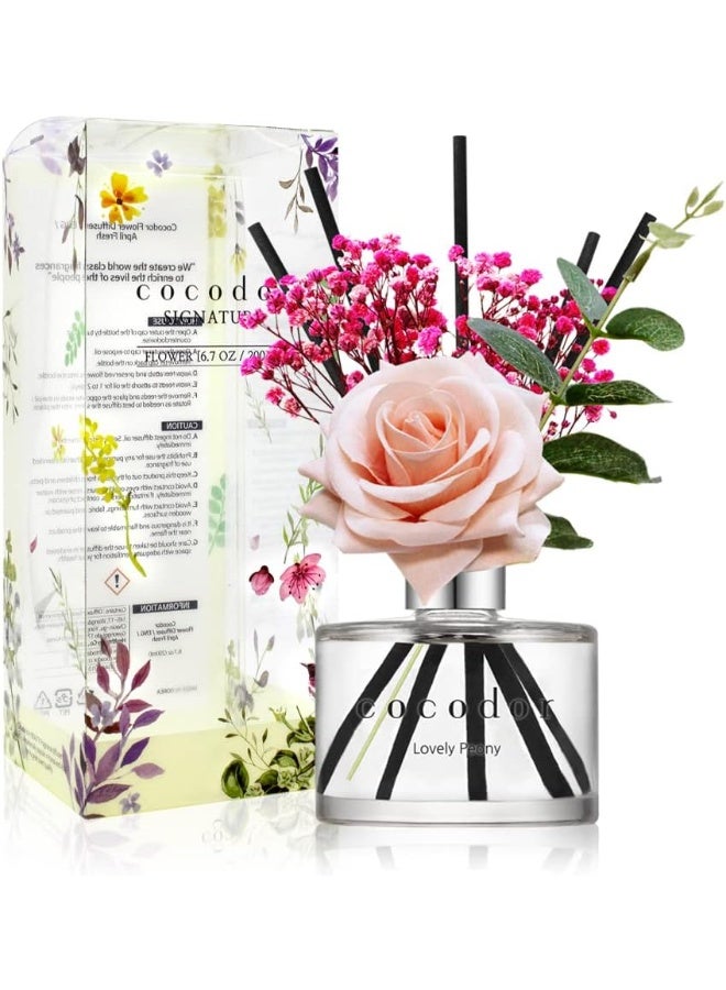 كوكودور موزّع العطور بالعيدان Cocod'or زهرة الورد بسعة 6.7 أونصة، عبوة واحدة، موزّع زيت عطري بعيدان للمنزل، مناسب لتعطير غرفة النوم والحمّام وديكور المنزل برائحة الفاوانيا الجميلة (Lovely Peony). - Image 1