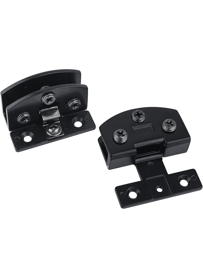 promass Cabinet Glass Door Hinge,2 Pcs 90 Degrees Frameless Glass Door Hinge,Cupboard Display Cabinet Glass Clip Showcase Wine Cabinet Clamp Gate Hinge Black - Image 1