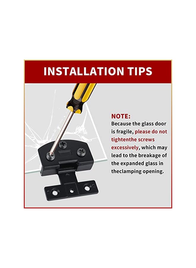 promass Cabinet Glass Door Hinge,2 Pcs 90 Degrees Frameless Glass Door Hinge,Cupboard Display Cabinet Glass Clip Showcase Wine Cabinet Clamp Gate Hinge Black - Image 3