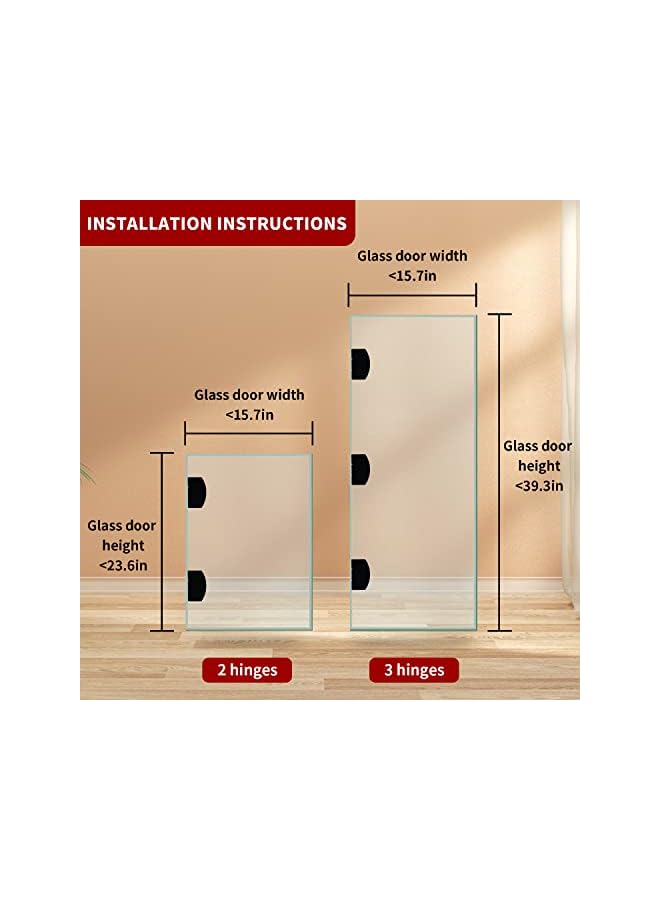 promass Cabinet Glass Door Hinge,2 Pcs 90 Degrees Frameless Glass Door Hinge,Cupboard Display Cabinet Glass Clip Showcase Wine Cabinet Clamp Gate Hinge Black - Image 4