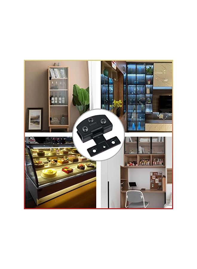 promass Cabinet Glass Door Hinge,2 Pcs 90 Degrees Frameless Glass Door Hinge,Cupboard Display Cabinet Glass Clip Showcase Wine Cabinet Clamp Gate Hinge Black - Image 5
