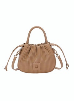 Women's Cute Shell Crossbody Bag Solid Pleated Versatile Body Drawstring Closure Design Mini Handbag