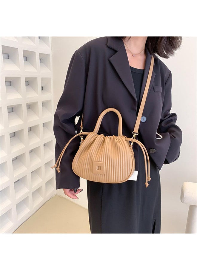 NIBEMINENT - Women's Cute Shell Crossbody Bag Solid Pleated Versatile Body Drawstring Closure Design Mini Handbag - Image 1