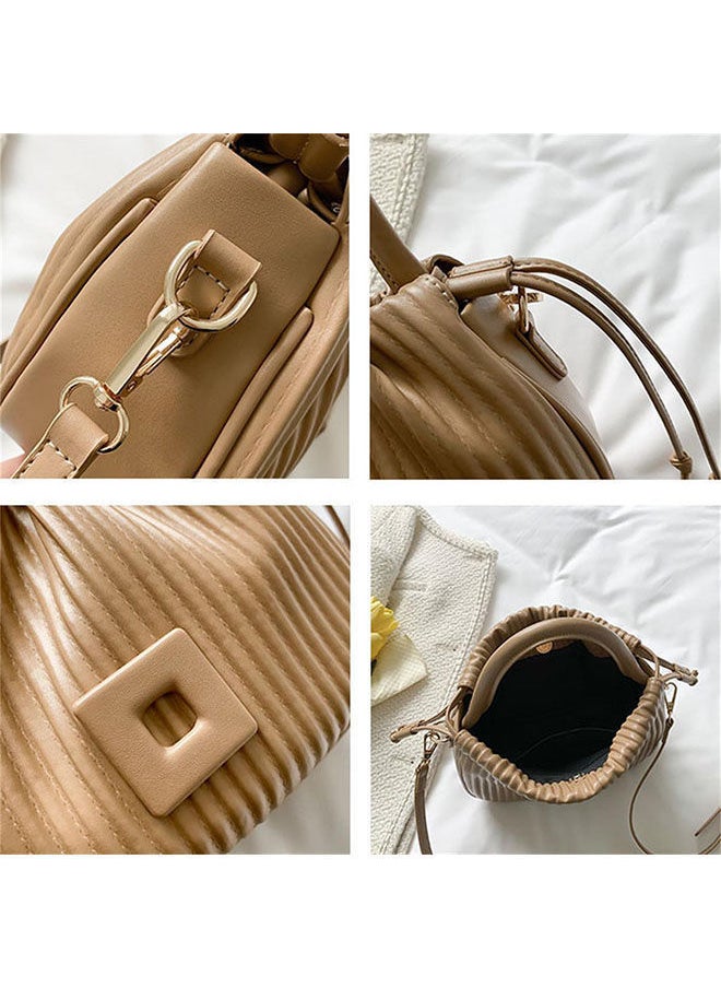 NIBEMINENT - Women's Cute Shell Crossbody Bag Solid Pleated Versatile Body Drawstring Closure Design Mini Handbag - Image 1
